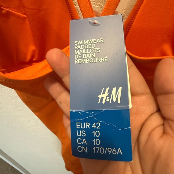 H &M Vibrant Orange One-Piece Swimsuit size 10 - Picture 3 of 4